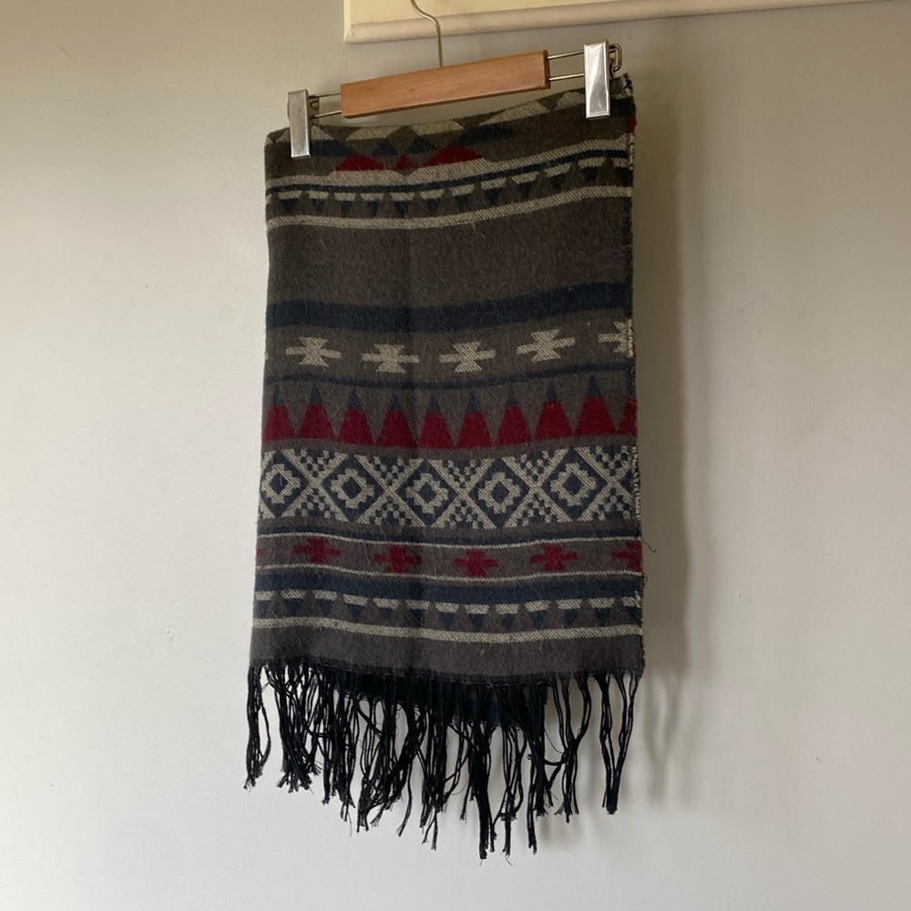 Aztec Blanket Scarf | Neutral Boho Style | Oversized 68"x26"